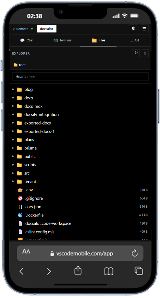AI Chat interface in VSCodeMobile